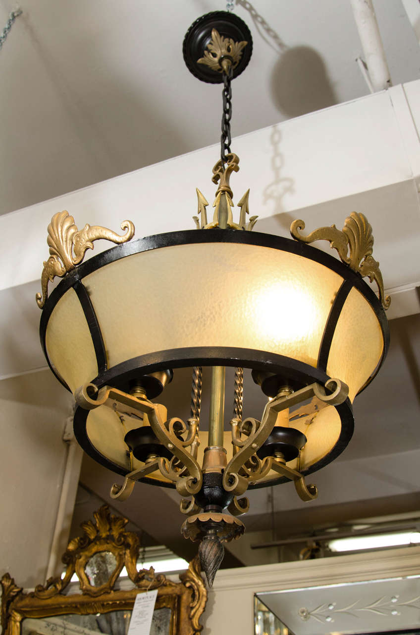 Vintage Black and Brass Chandelier in the Style of Tommi Parzinger 2