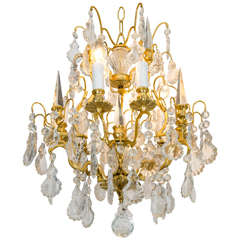  Gold Gilt Crystal Chandelier with Crystal Spikes