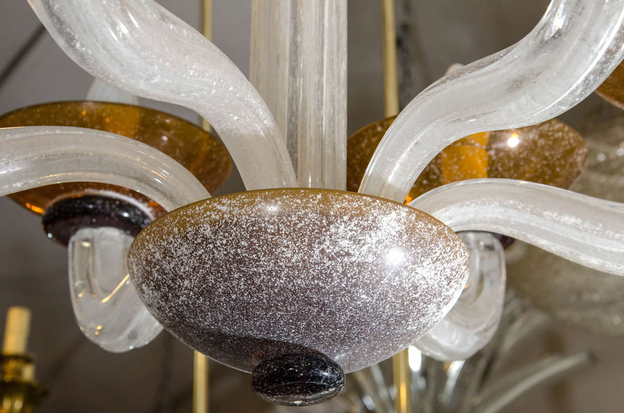 Vintage Scavo Glass Six-Light Chandelier by Karl Springer for Seguso In Good Condition In Astoria, NY