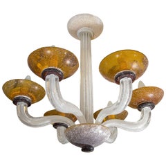 Retro Scavo Glass Six-Light Chandelier by Karl Springer for Seguso