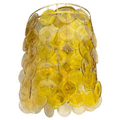 Midcentury Yellow Amber Colored Murano Glass Chandelier by Vistosi
