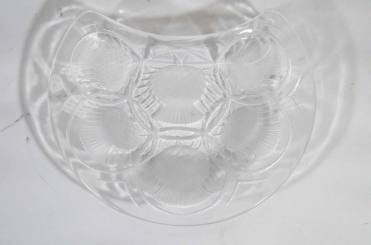 Vintage Set of 12 Lalique Crystal Chardon Thistle Dessert Plates at