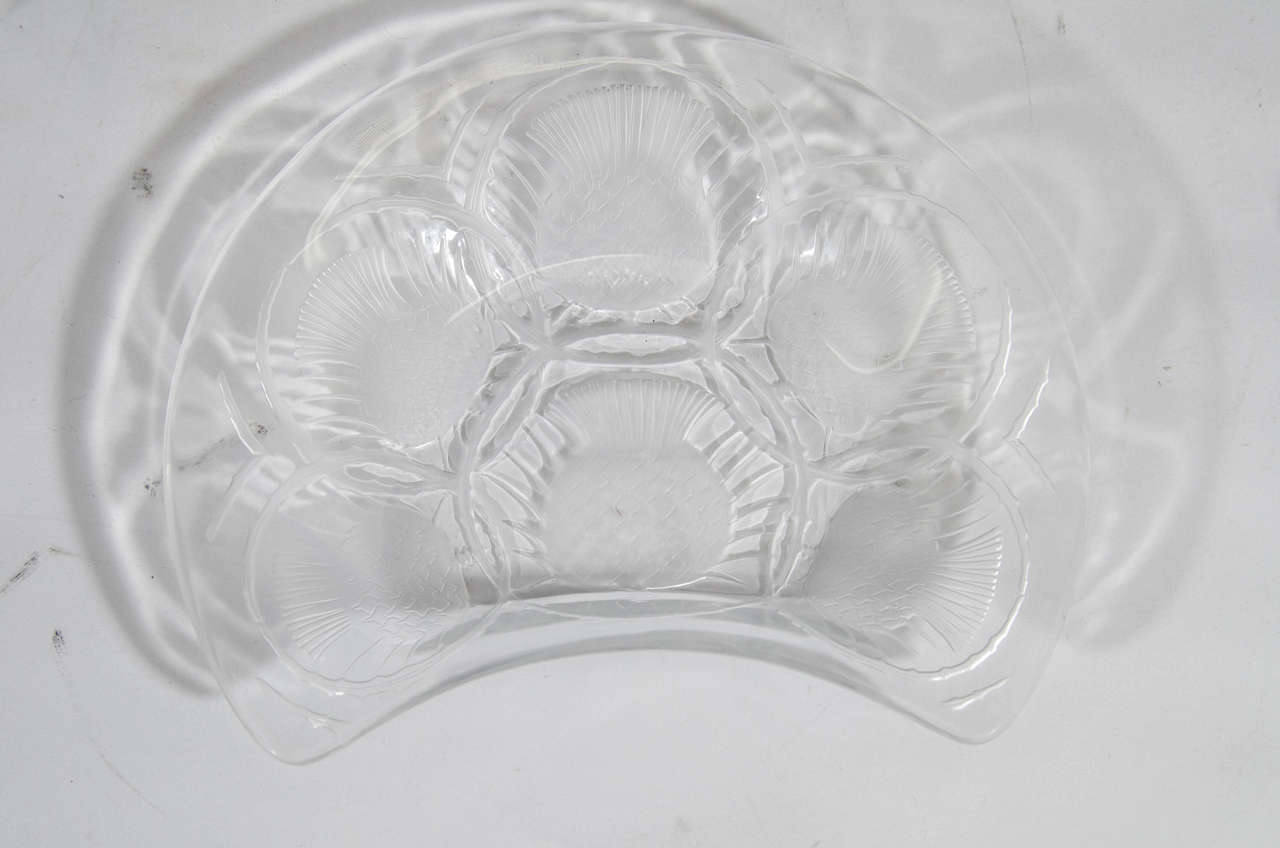 Vintage Set of 12 Lalique Crystal Chardon Thistle Dessert Plates at