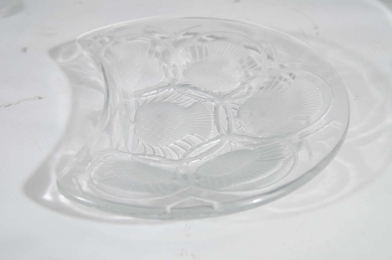 Vintage Set of 12 Lalique Crystal Chardon Thistle Dessert Plates at