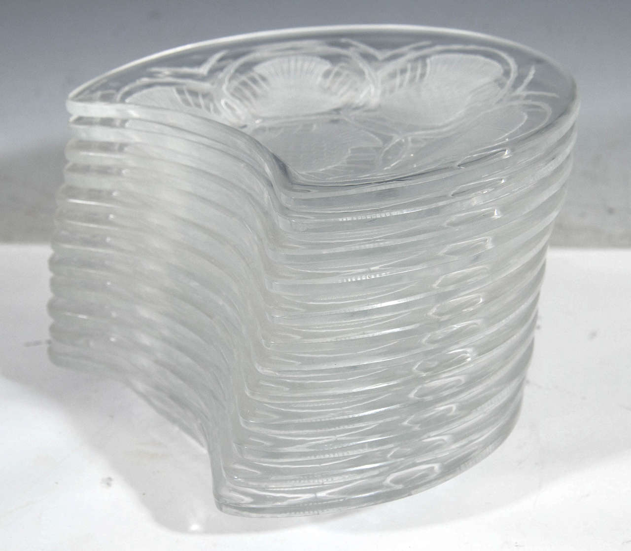 Vintage Set of 12 Lalique Crystal Chardon Thistle Dessert Plates at
