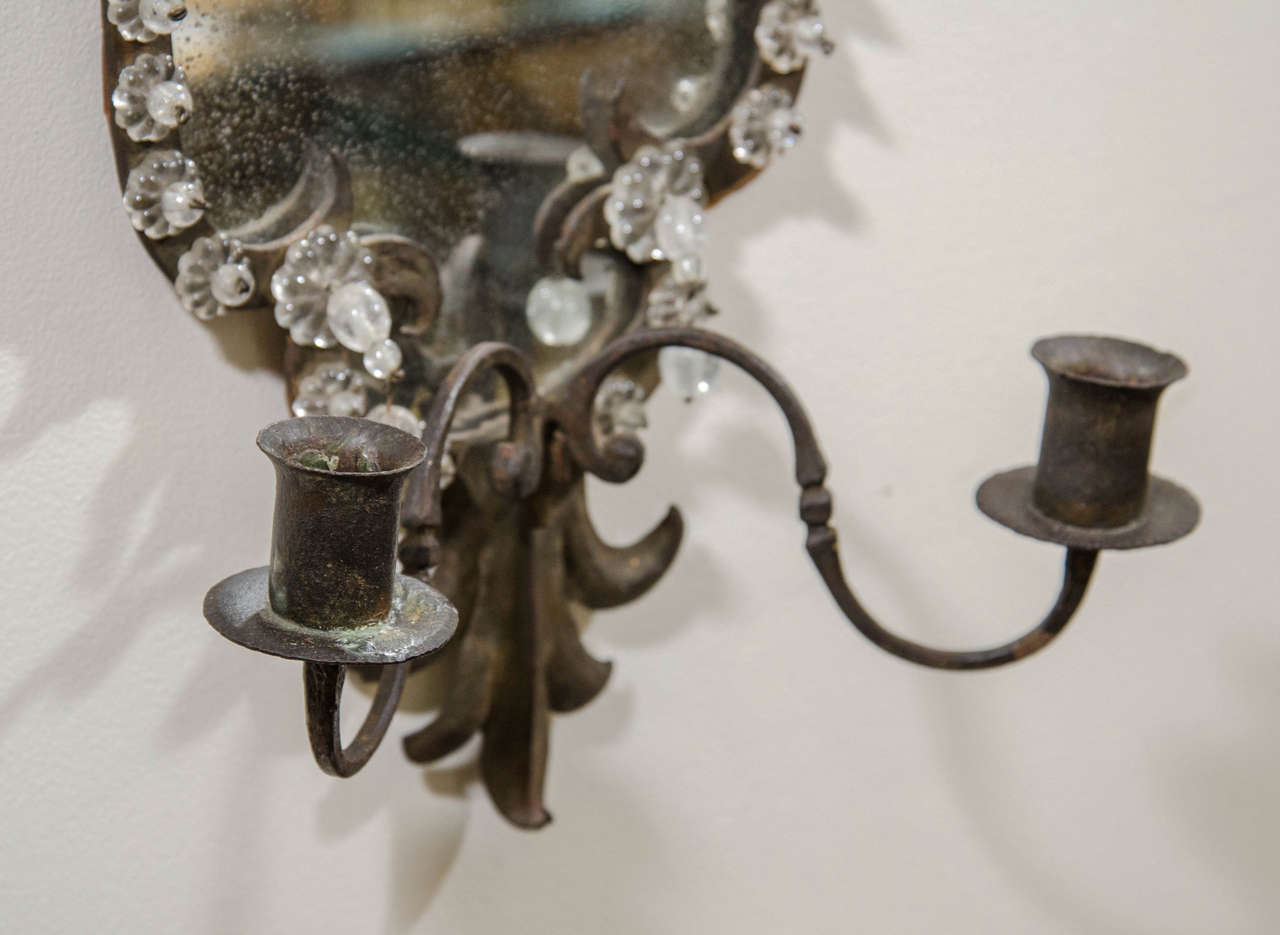 Antique Pair of Venetian Mirrored Wall Sconces in Hand ...