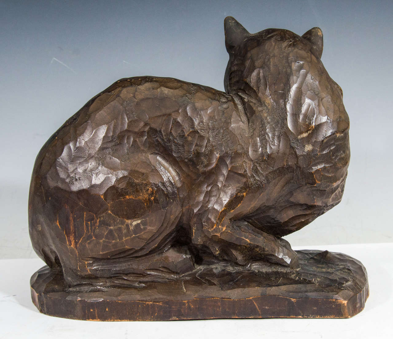 Antique American HandCarved Wooden Cat Sculpture Illegibly Signed at 1stDibs carved wooden