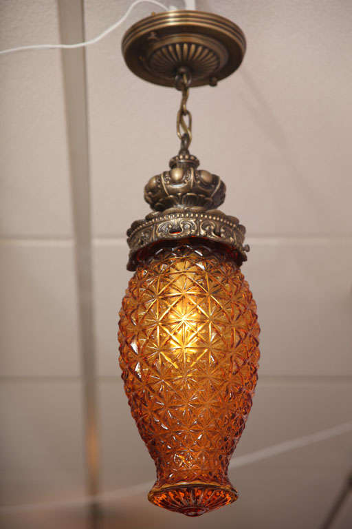 Glass SALE SALE!   Antique Amber Ceiling Pendant France Entrance SALE FROM $1700