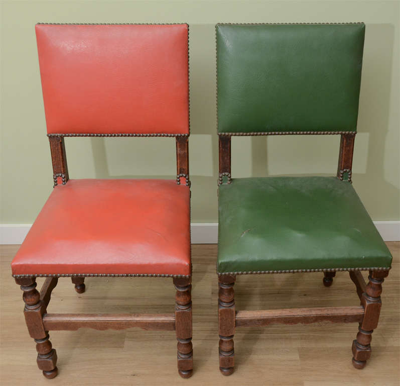 Louis XIII chairs style Red and Green