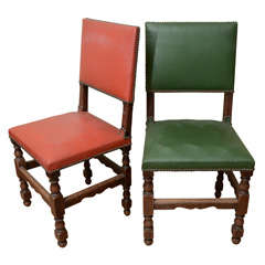 Louis XIII chairs style Red and Green