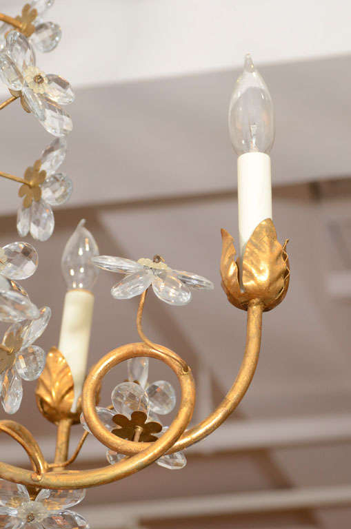 A Pair Of Gilt Metal And Crystal Chandeliers 2
