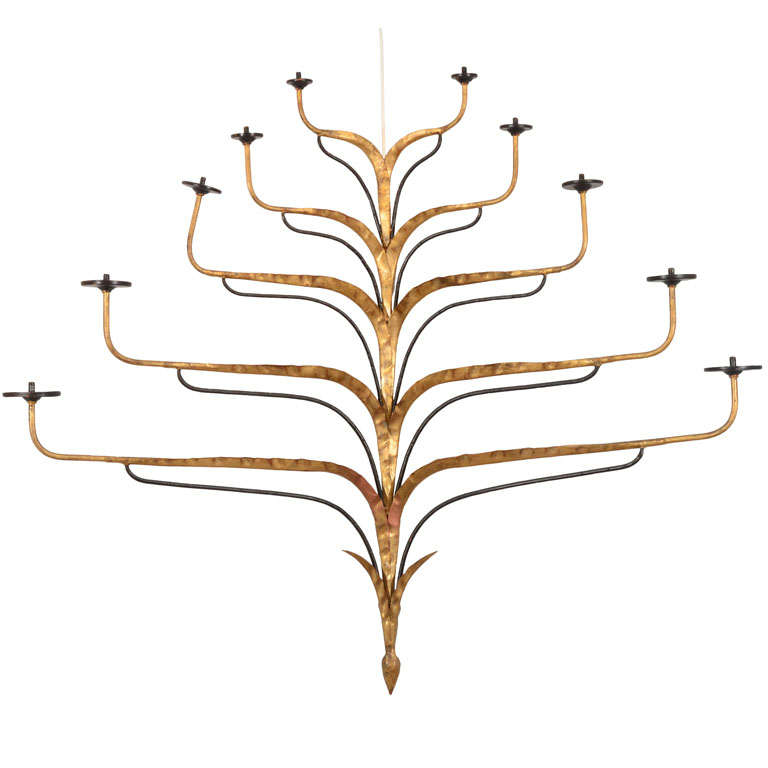 Gilt Iron and Painted Wall Sconce