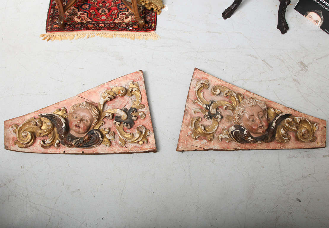 Pair Italian 17TH C. Putti Wall Plaques