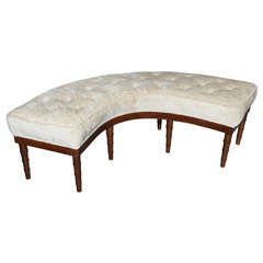 Tufted Demi Lune Faux Bamboo Bench