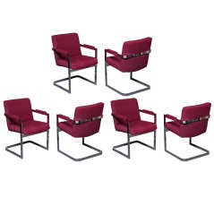 SIX Milo Baughman Chrome Cantilever Dining Chairs