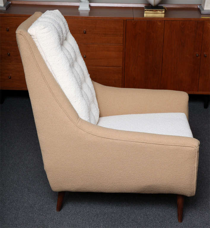 Grand PAIR of 50's High Back Lounge Chairs with Ottoman 2