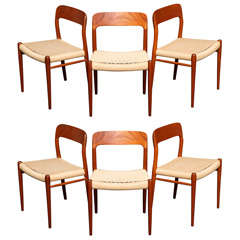 Vintage SIX Niels Moller No. 75 Teak Dining Chairs