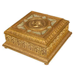 19th c Large bronze dore box