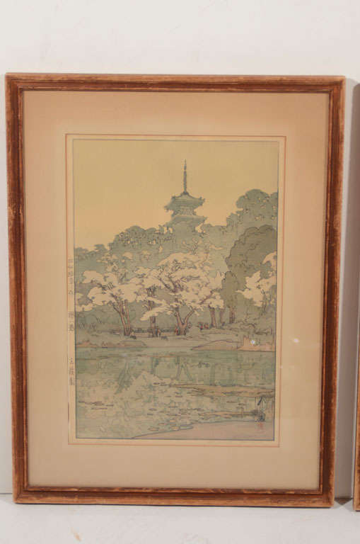 Japanese Two Hiroshi Yoshida Early Prints, Jizuri Seals
