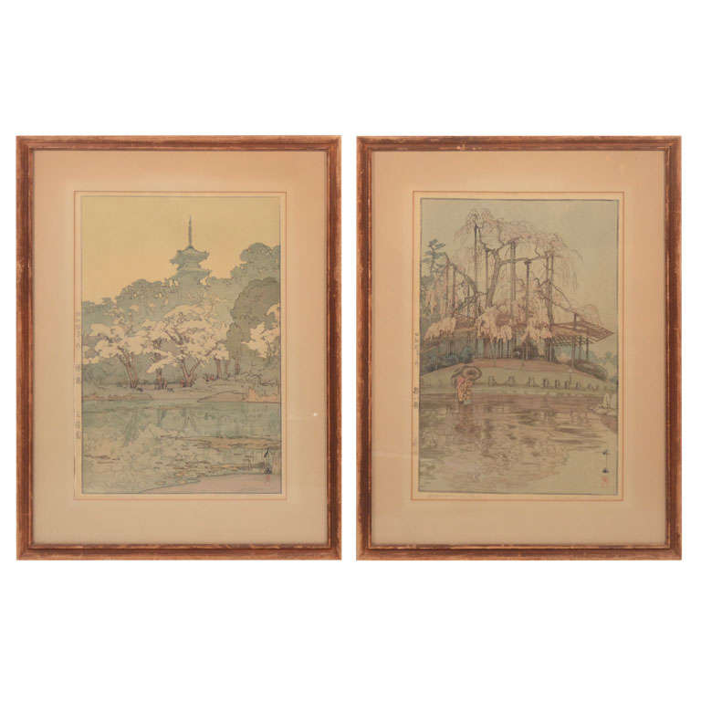 Two Hiroshi Yoshida Early Prints, Jizuri Seals