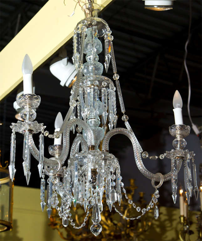 Elegant 3 arm Georgian style crystal chandelier. Possibly by Perry & CO.