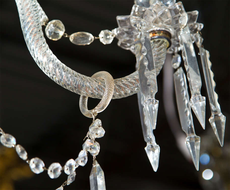 Lustre en cristal de style géorgien à 3 feux Bon état - En vente à Stamford, CT