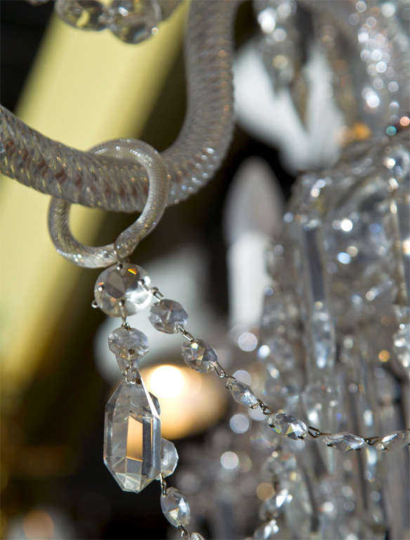 18th Century and Earlier Georgian Style 3 Light Crystal Chandelier For Sale