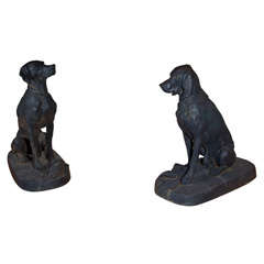 Vintage Pair of Cast Iron Dog Figures