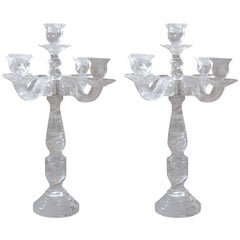 Pair Of Rock Crystal Candelabras