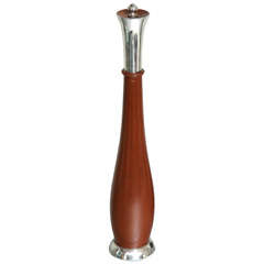 Vintage 16.5 Inch  Sterling Silver and Pearwood Pepper Mill