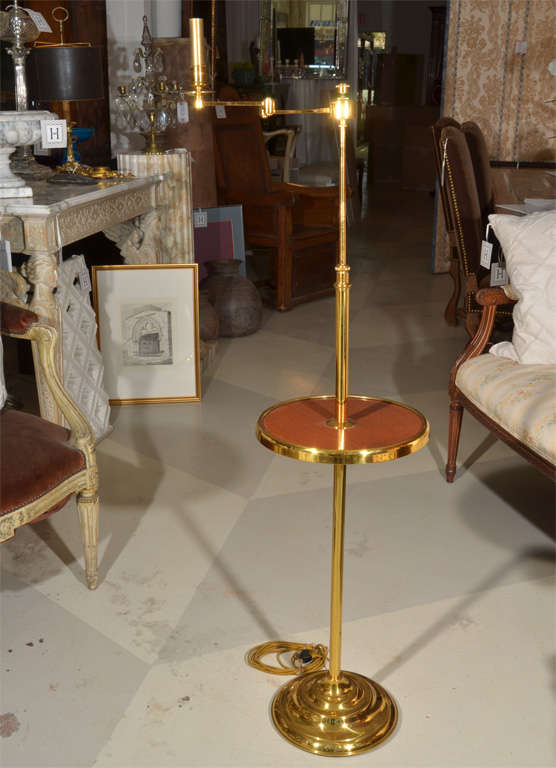 Wood and Brass Floor Lamp