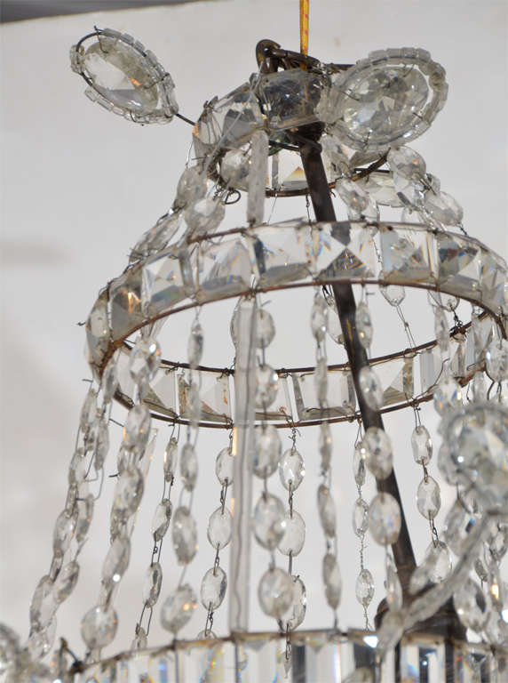 20th Century Neoclassical Cut Glass Chandelier For Sale
