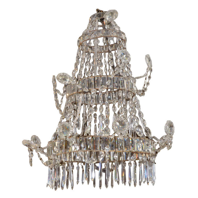 Neoclassical Cut Glass Chandelier For Sale