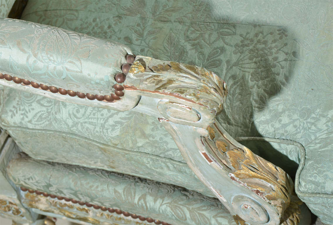 Louis XVI Style Painted and Parcel Gilt Canape 2