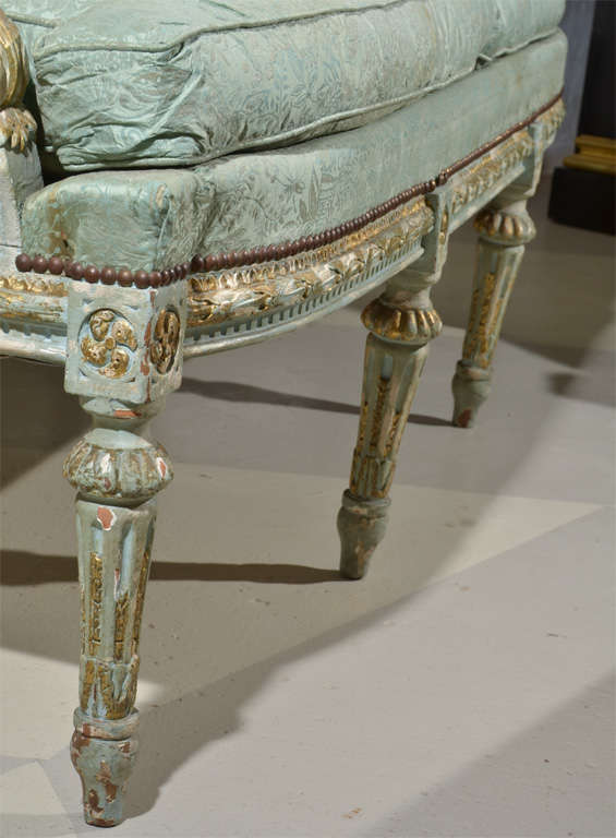 Louis XVI Style Painted and Parcel Gilt Canape 3