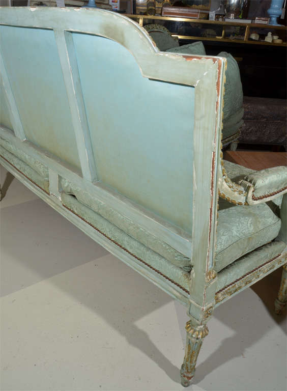 Louis XVI Style Painted and Parcel Gilt Canape 4