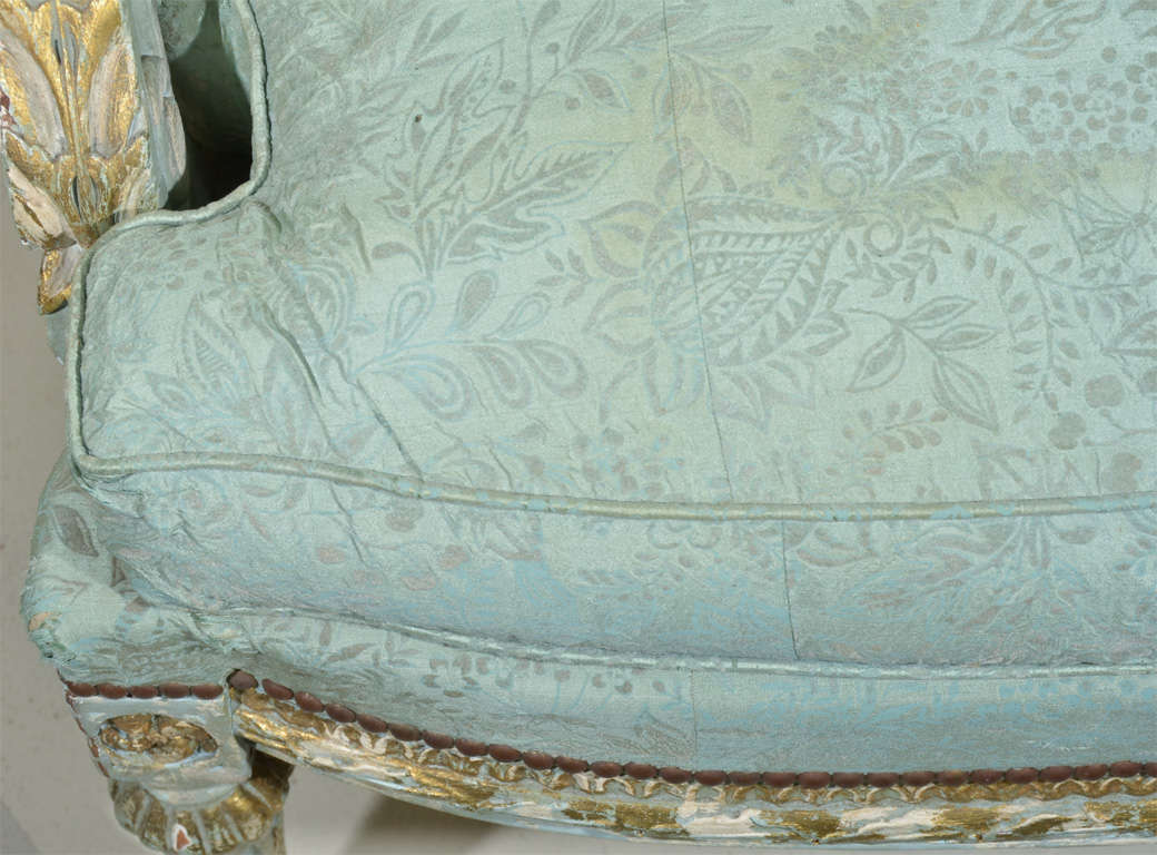 Louis XVI Style Painted and Parcel Gilt Canape 5