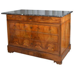 Louis Philippe Walnut Commode with Marble Top