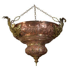 Renaissance Revival Copper and Brass Pendant Light 2