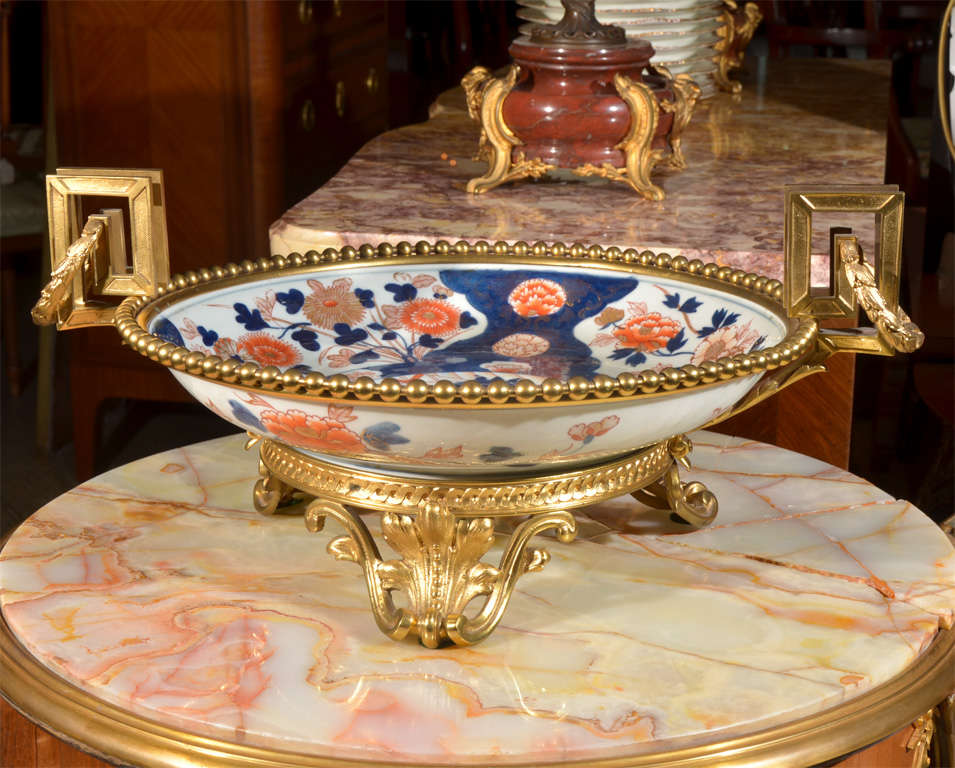 Imari bowl with gold plated bronze mountings