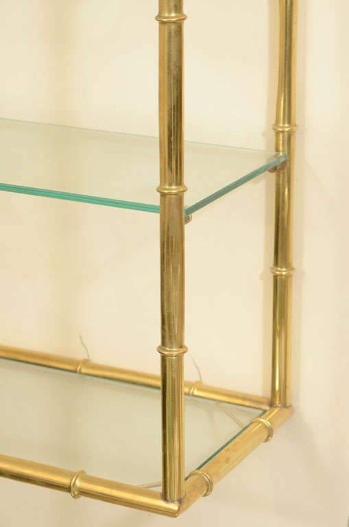 Italian Brass faux bamboo four tier wall mounted shelving