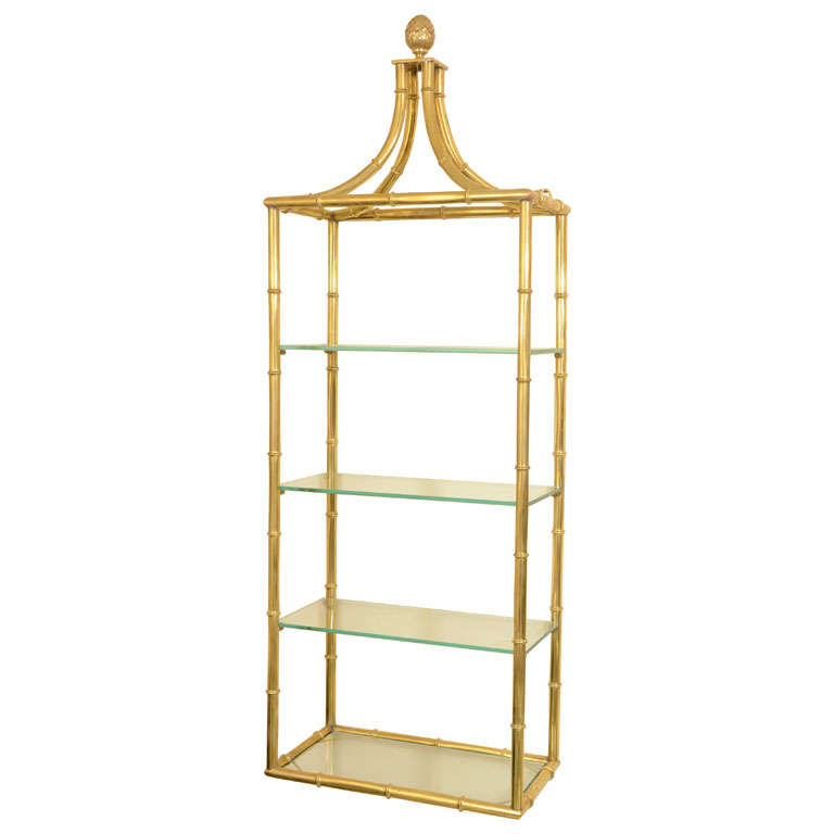 Brass faux bamboo four tier wall mounted shelving