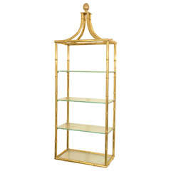 Brass faux bamboo four tier wall mounted shelving