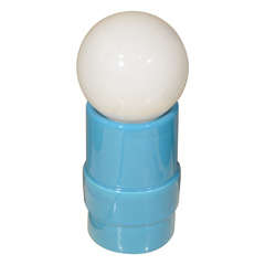 1970s Blue Ceramic Globe Table Lamp