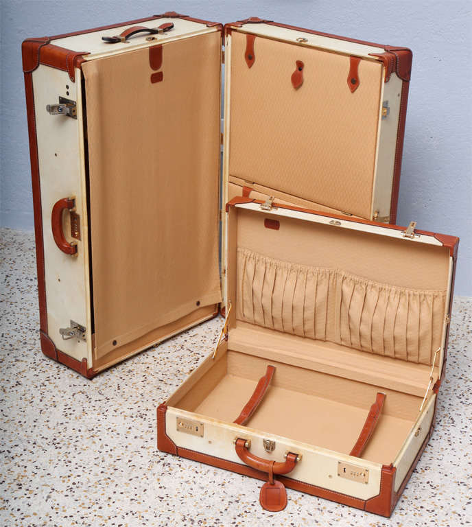 Vintage Vellum Trunk and Suitcase by T. Anthony, NY 2