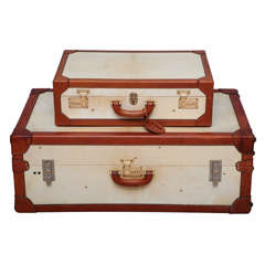 Vintage Vellum Trunk and Suitcase by T. Anthony, NY