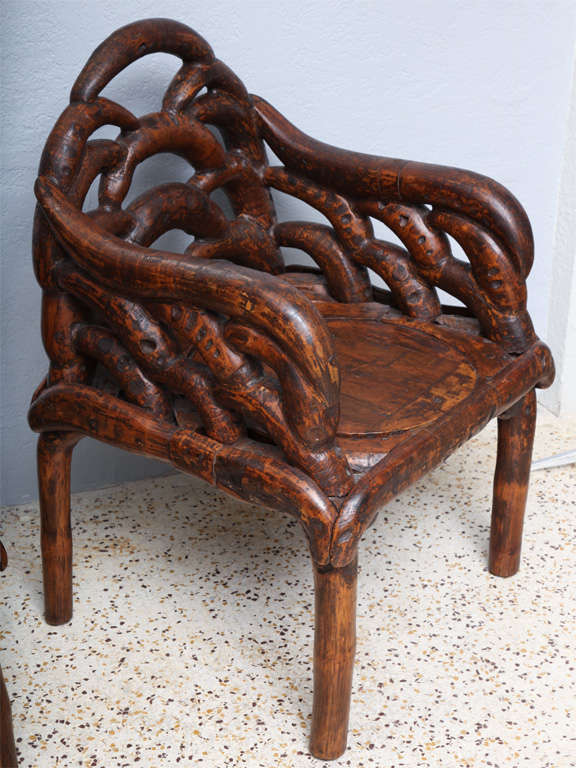 Pair of Rustic Southeast Asian Root Chairs 1