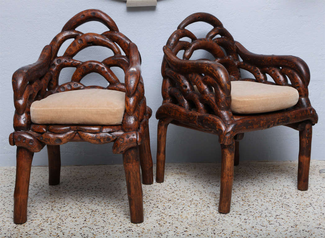 Pair of Rustic Southeast Asian Root Chairs 3