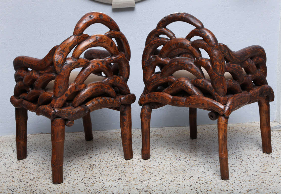 Pair of Rustic Southeast Asian Root Chairs 5