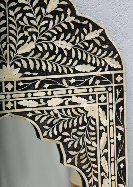 Wood Moroccan Mirror with Bone Inlay